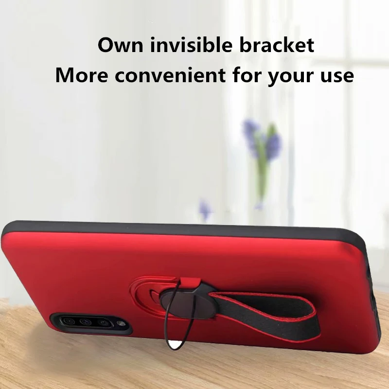 For Samsung Galaxy A50 A70 A40 A30 A10 Case Armor Shockproof Finger Loop Strap Back Cover M10 M20 M30 Hide Stand Holder |