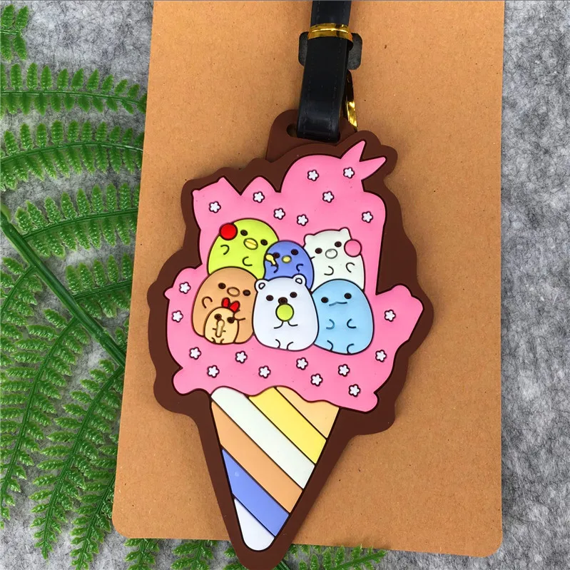 2018 Mala Japanese Cartoon Series Corner Biological Ice Cream Shape Pvc Soft Plastic Luggage Tag Bag Pendant Travel Accessories | Багаж и