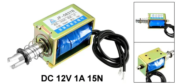 JF-0837B Uxcell 400mA/1A DC 12V Электромагнит 15/25N 10 мм Push Pull Тип открытой рамки линейный движения Электромагнит 1 шт - Цвет: JF-0837B