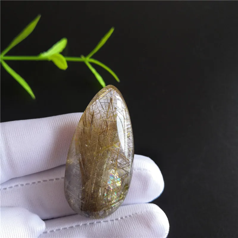 

Natural Clear Beautiful Golden Sun Rutile Crystal Quartz Pendant Polished Mineral Specimen