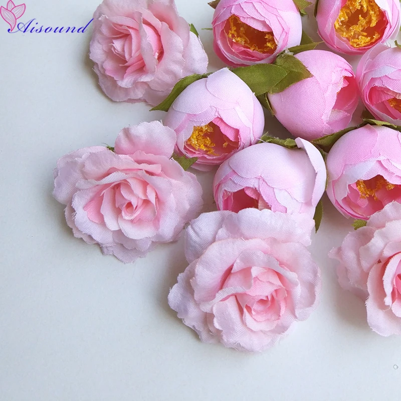 14pcs Artificial Silk Rose Flowers Heads Fake Camellia As DIY Craft Supplies Of Wreath Wedding Decoration flores