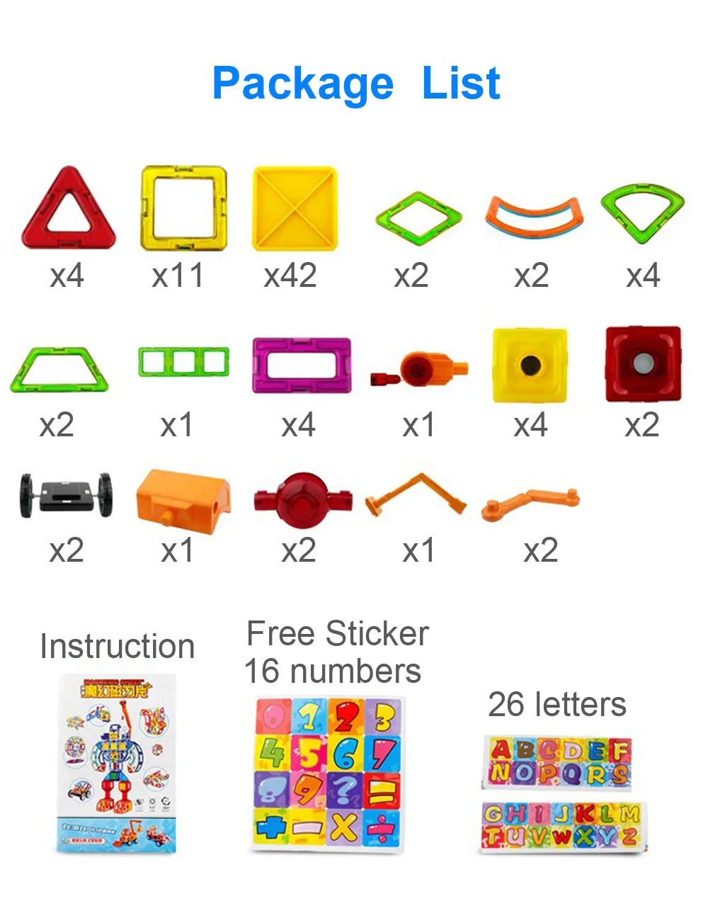 

88PCS Big Size Magnetic Building Blocks Magnetic Construction Designer Set Educational Toys For Children Kids Gifts