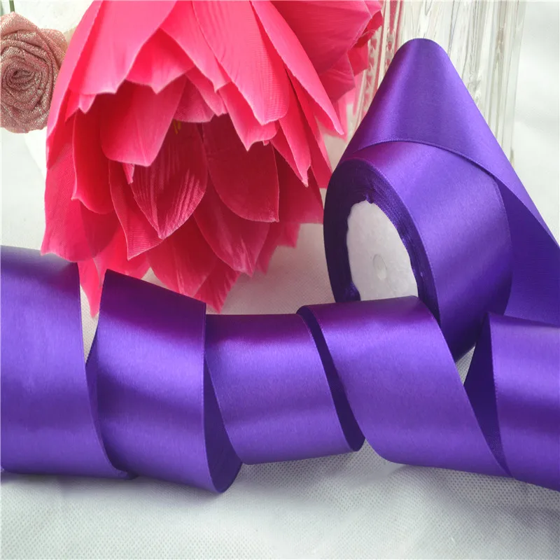 No46 Dark Purple 120 цветов на выбор(25 ярдов/рулон) атласная лента подарочная упаковка праздничное украшение ленты рулон ткани упаковочные принадлежности - Цвет: No46 Dark Purple