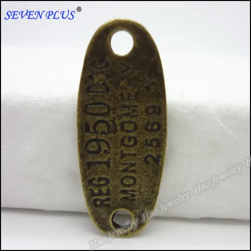 

High Quality 20 Pieces/Lot 33mm*13mm Antique Bronze Words Tags Charms For Bracelets