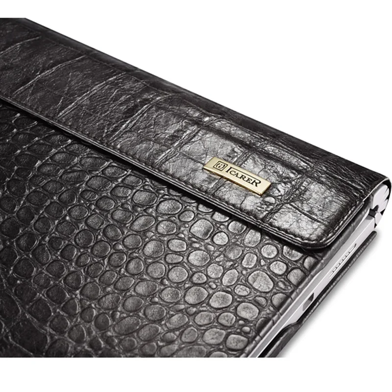 

For Microsoft Surface Book Sleeve Bag Embossed Crocodile Genuine Leather Detachable Flip Case For Surface Book Black Cover Skin