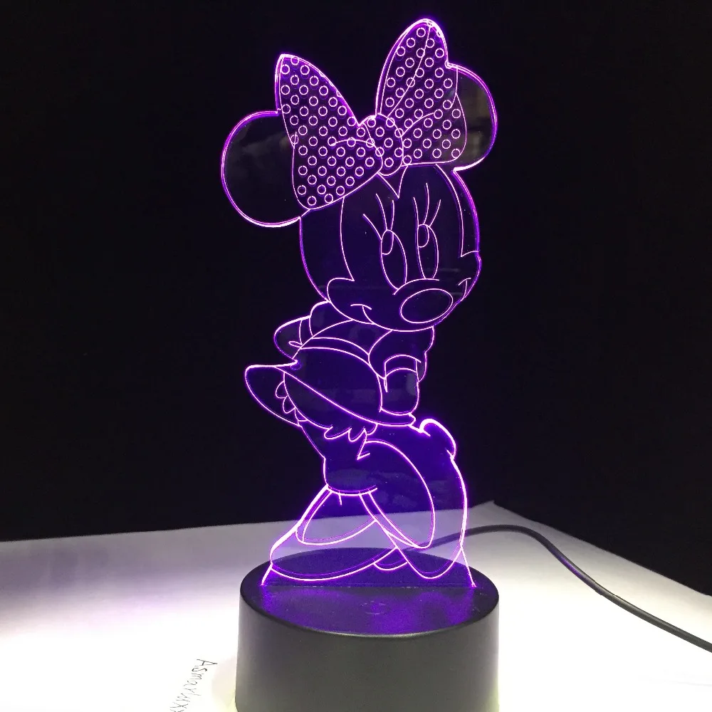 Мультфильм Минни Мышь 3D светодио дный гамма ночник 7 цветов Change настольная настольный USB лампа для детей Рождественский подарок новинка дома декор