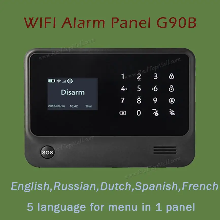 

Wifi GSM Alarm Panel Alarm Main Unit Alarm Control Panel Pure Black Color Newest Version with Large Screen, 5 Language Optional