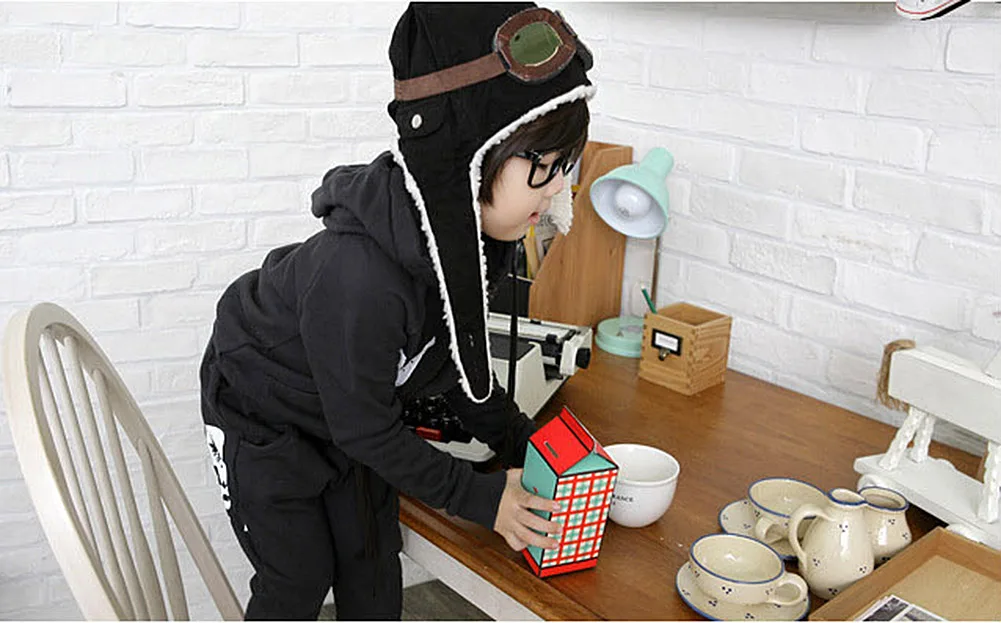 Baby Toddler Boy Girl Kids Pilot Cap Fleece Warm Hats Earflap Beanie KS-shipping | Bomber