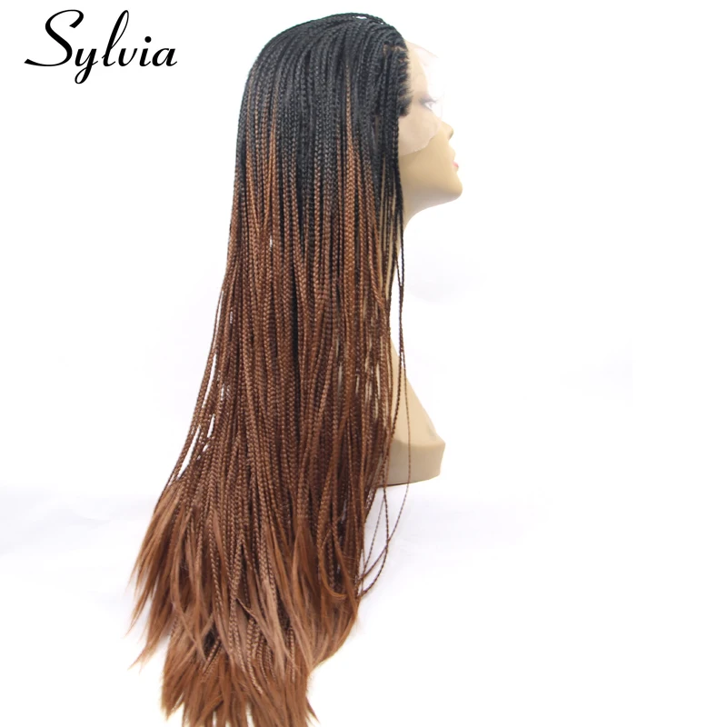 Sylvia T1b/темно коричневый микро Синтетический Шнур парик фронта шнурка Омбре