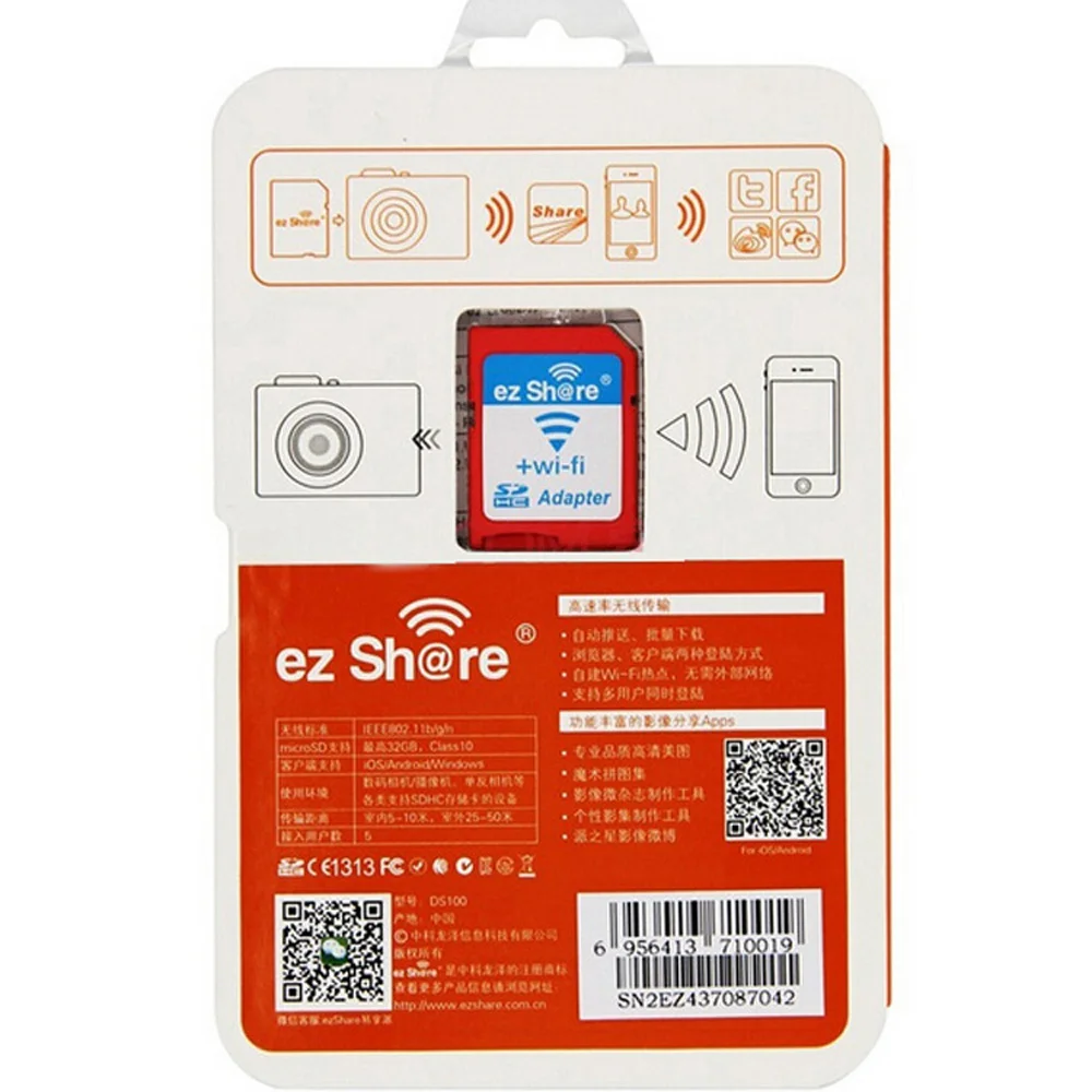 EZ Поделиться ezShare Беспроводной адаптер Wi-Fi SD Card карта Micro к Reader Поддержка 4 ГБ 8 16 32 TF