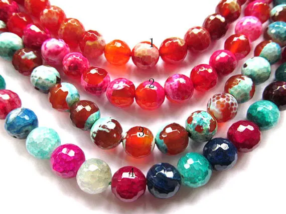 

wholesale agate gemstone 6mm 5strands, round ball faceted carmine pink red blue green mixed jewelry beads