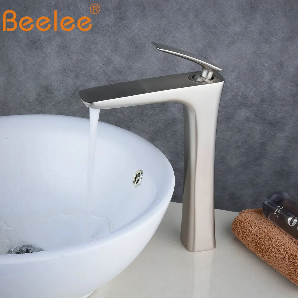 Beelee Смесители для ванной комнаты Смеситель Матовый никель счетчик Раковина чаша