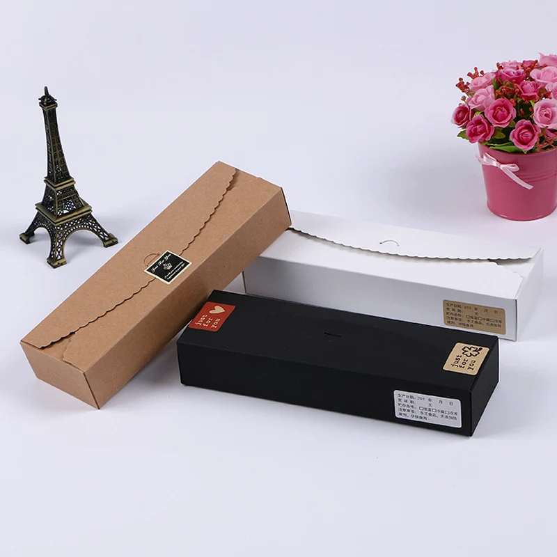 

20pcs 23*7*4cm White Paper Candy Box Kraft Gift Box For DIY Wedding Favors Black Candy Cake Chocolate Storage Boxes Organizer