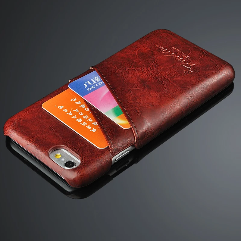 Luxury Retro Business Ultra Thin Wallet Card Holder Genuine Leather Back Case Cover For iPhone X 6 6S 7 8 Plus 5 5S SE Shell | Мобильные