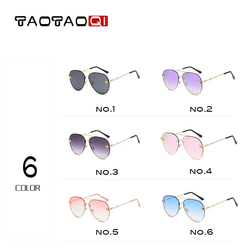 TAOTAOQI Luxury Sunglasses Women Vintage Designer Bee Metal Frame Pilot Men Fashion Brand Female Sun Glasses UV400 | Аксессуары для