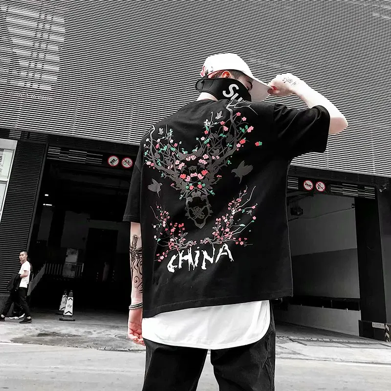 Футболка мужская в стиле хип-хоп Повседневная модная свободная уличная одежда