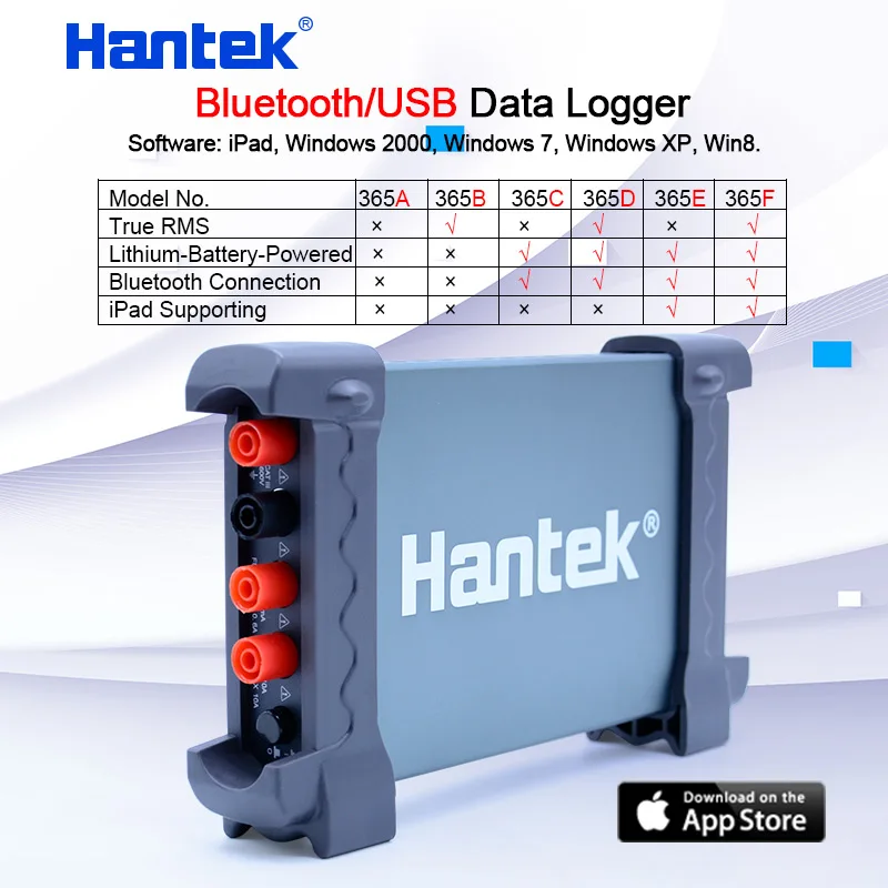 Hantek Bluetooth/USB Регистратор данных True RMS Напряжение Ток Сопротивление Емкость диод регистратор Поддержка ipad 365A/B/C/D/E/F