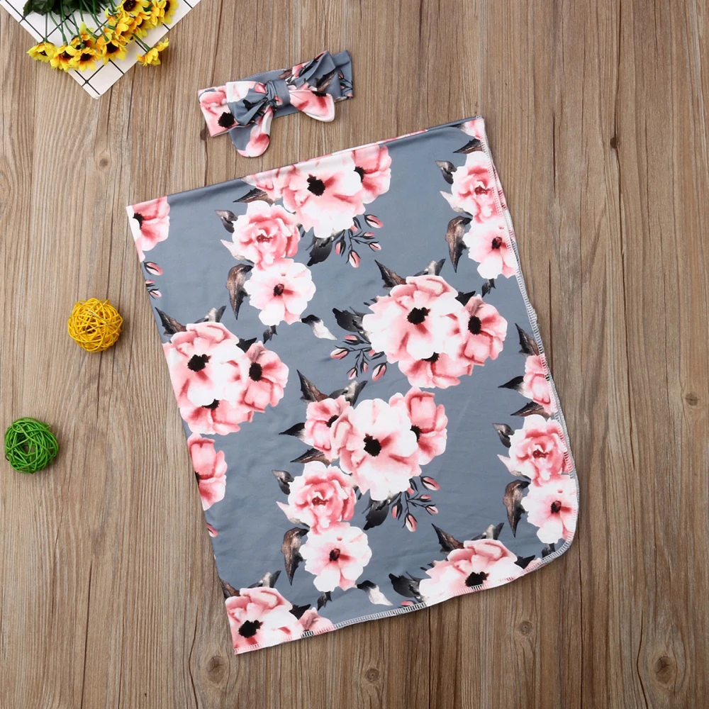 Для малышей, с цветочным узором, пеленка для завёртывания для пеленания спальный мешок оголовье, набор