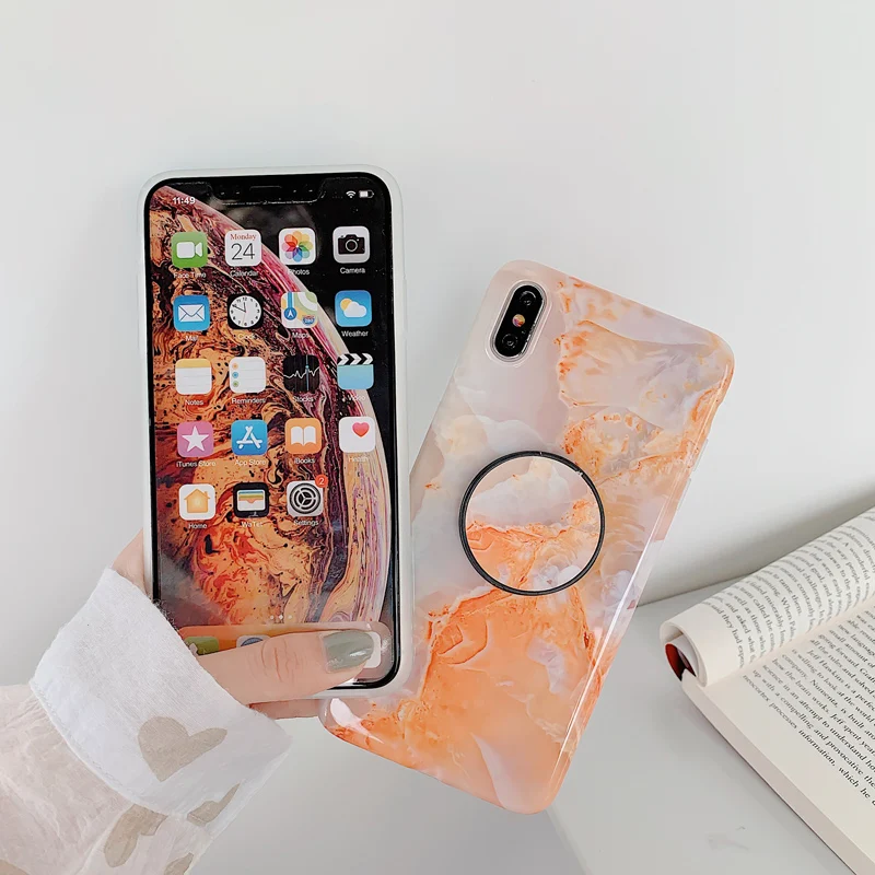 Глянцевый мрамор с эффектом трещин чехол для телефона iPhone 7 Plus XR X XS Max складная
