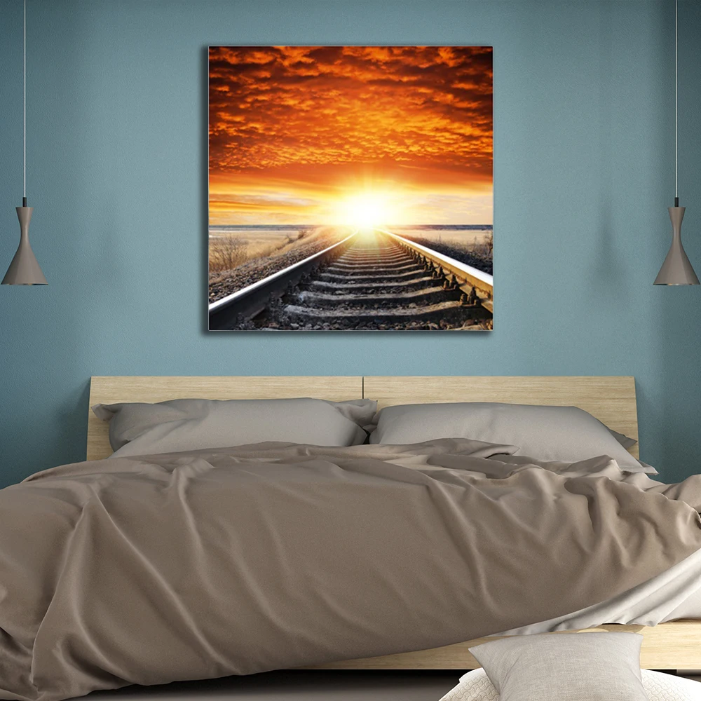 Laeacco Railway Dusk Sunshine Современная картина маслом для дома спальни гостиной ресторана