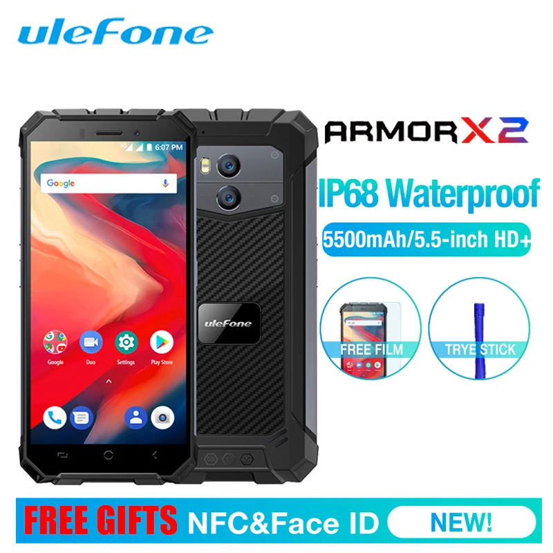 Ulefone Armor X2 водонепроницаемый мобильный телефон 5 &quotAndroid 8 1 четырехъядерный 2G 16G NFC