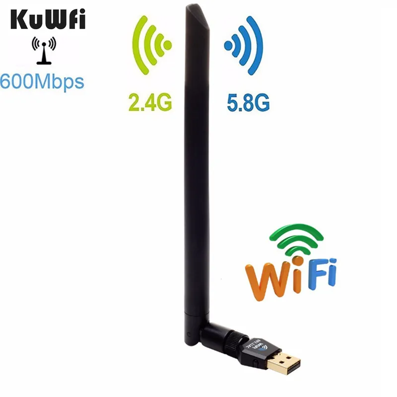 KuWfi USB Wifi адаптер 600 Мбит/с беспроводная сетевая карта Ethernet антенный приемник