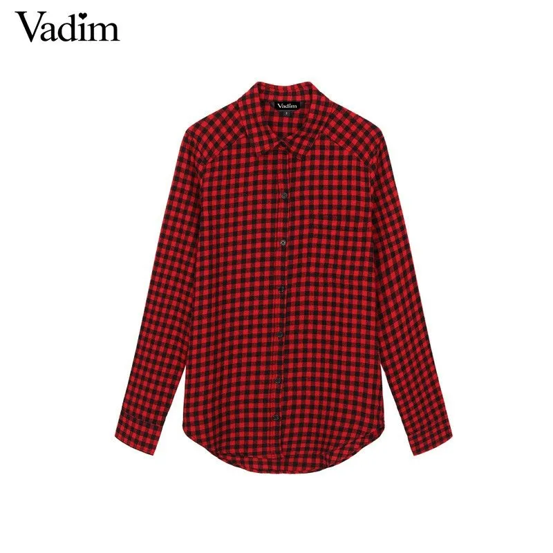 Vadim женские клетчатые рубашки в мелкую клетку блузки с начесом Blusas Femininas стоячий