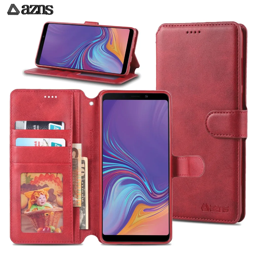 Кожаный чехол бумажник с откидной крышкой для Samsung Galaxy A9 2018 книжка подставкой и