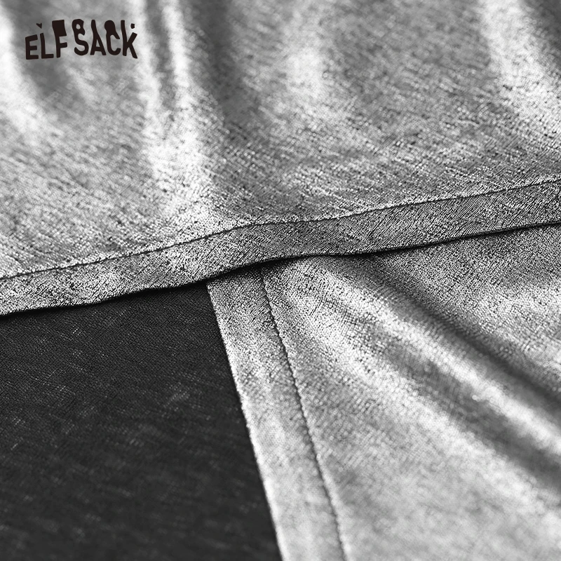 Женский блестящий топик ELF SACK серебристый короткий оверсайз топдля улицы с