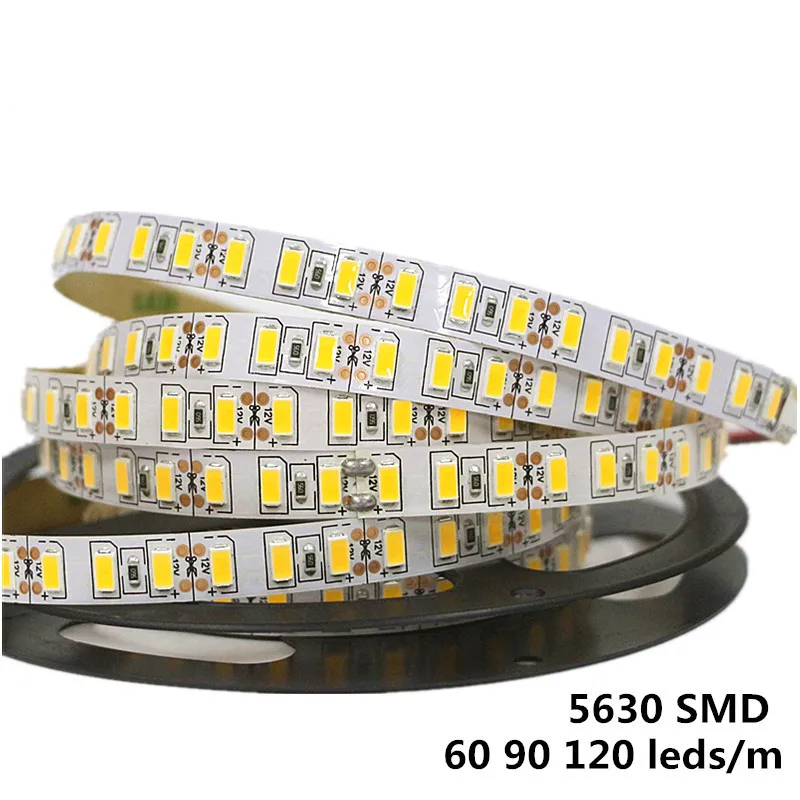 12В Светодиодная лента SMD 5630 5730 не водонепроницаемый IP20 DC 60leds/m 90 leds/m 120 теплый