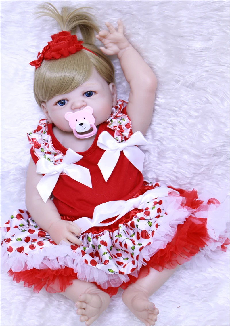 55 см полная силиконовая Детская кукла 100% высокое качество bebe Reborn Babies