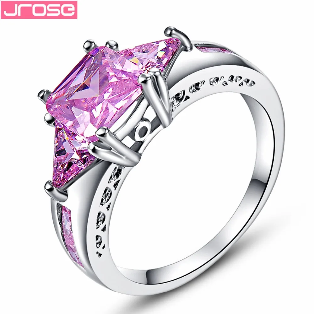 Женское кольцо с огранкой JROSE фиолетовое обручальное белого золота кубическим