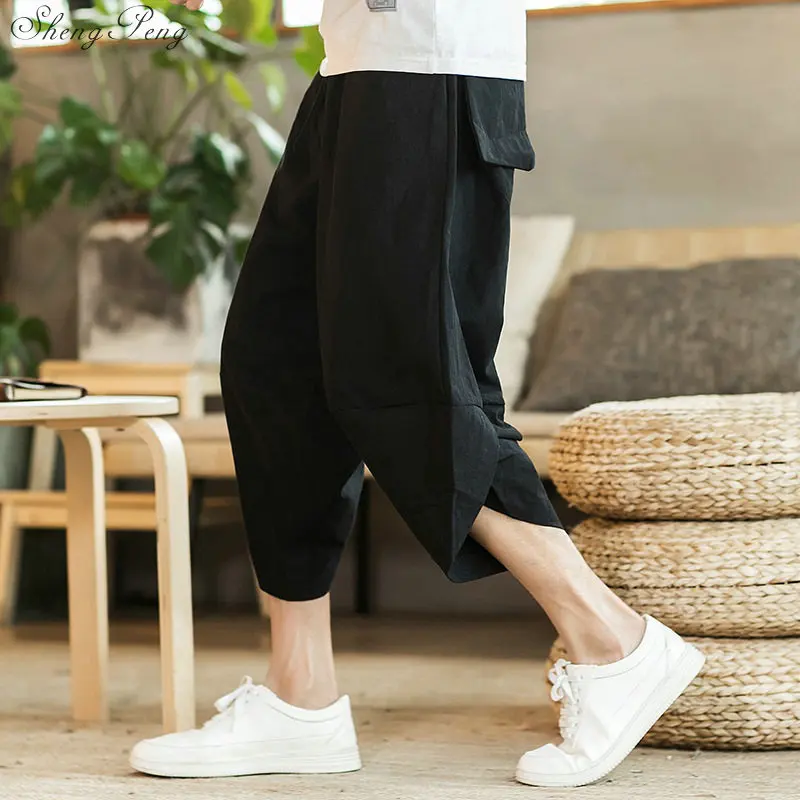 Традиционная китайская мужская одежда костюм Брюса китайские брюки кунг фу