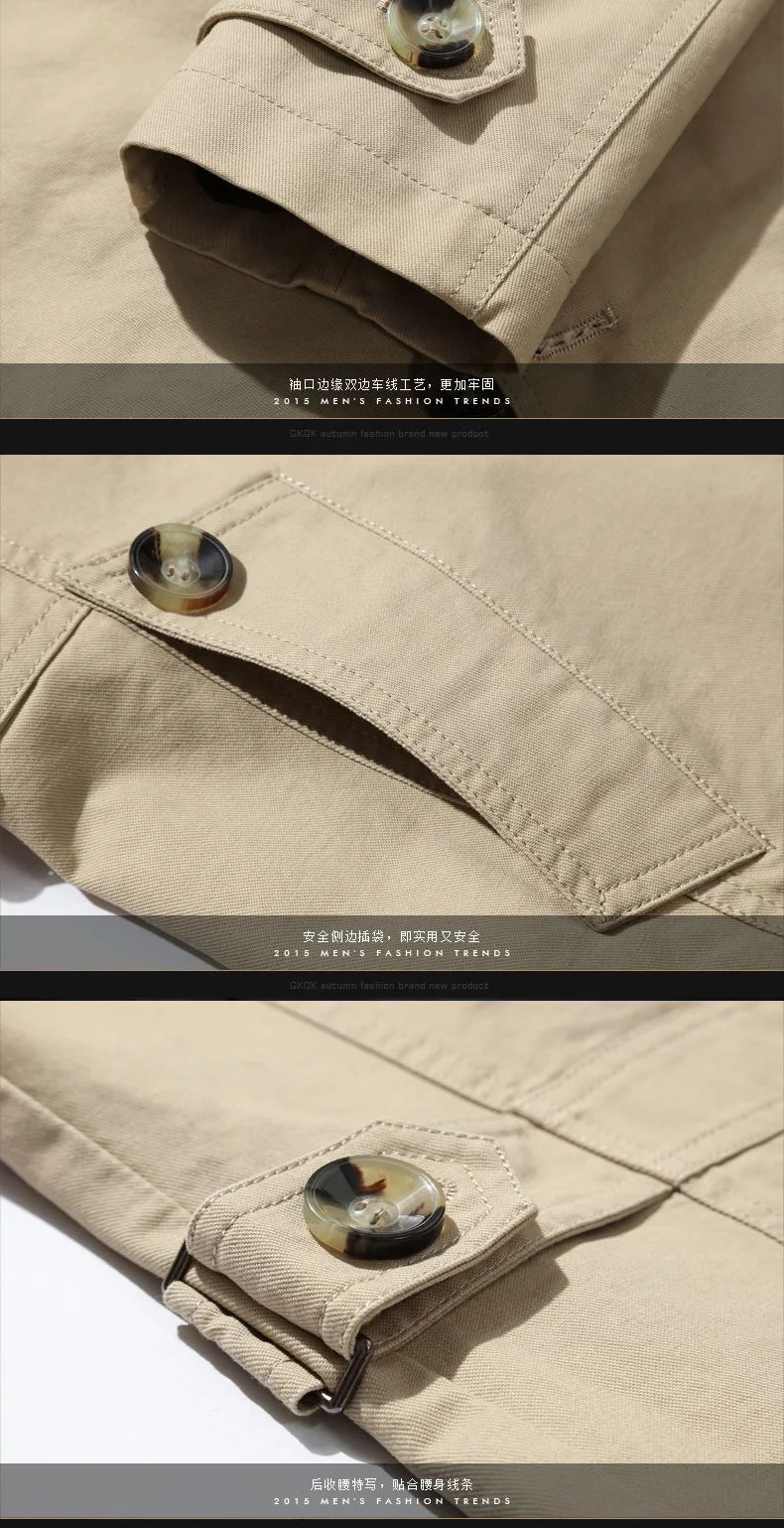 New Trench Coat Jacket Overcoat Casual Men's windbreakers Solid Color X-Long Men Fashion Autumn Jackets