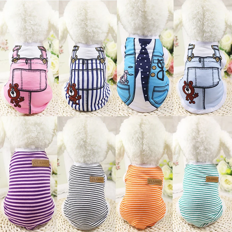 8 видов летних жилетов для собак из мультфильмов футболка пальто щенков костюм