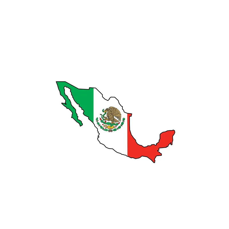 YJZT 15CM*5.4CM Reflective Mexican Window Flag Car Sticker Country Map Decal 6-0834