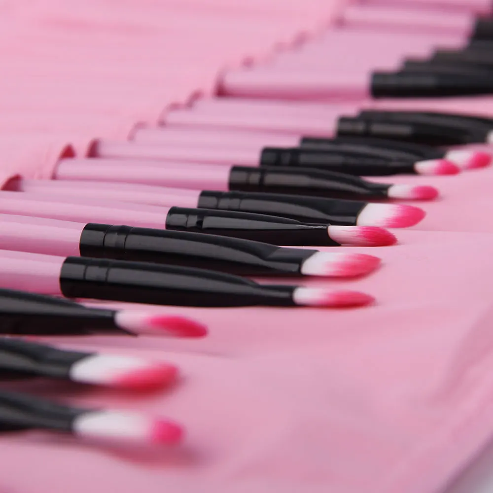 Профессиональные 24 шт розовые Косметические кисти для макияжа набор тональных