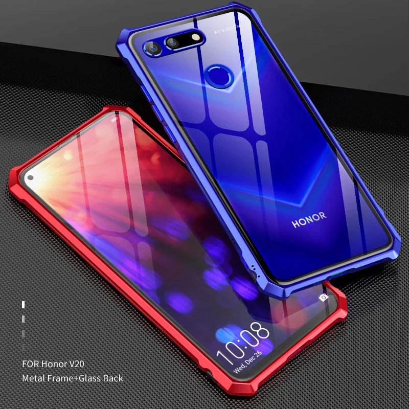 Huawei Honor V20 Роскошный металлический чехол из закаленного стекла для View 20 6 4 дюймов |
