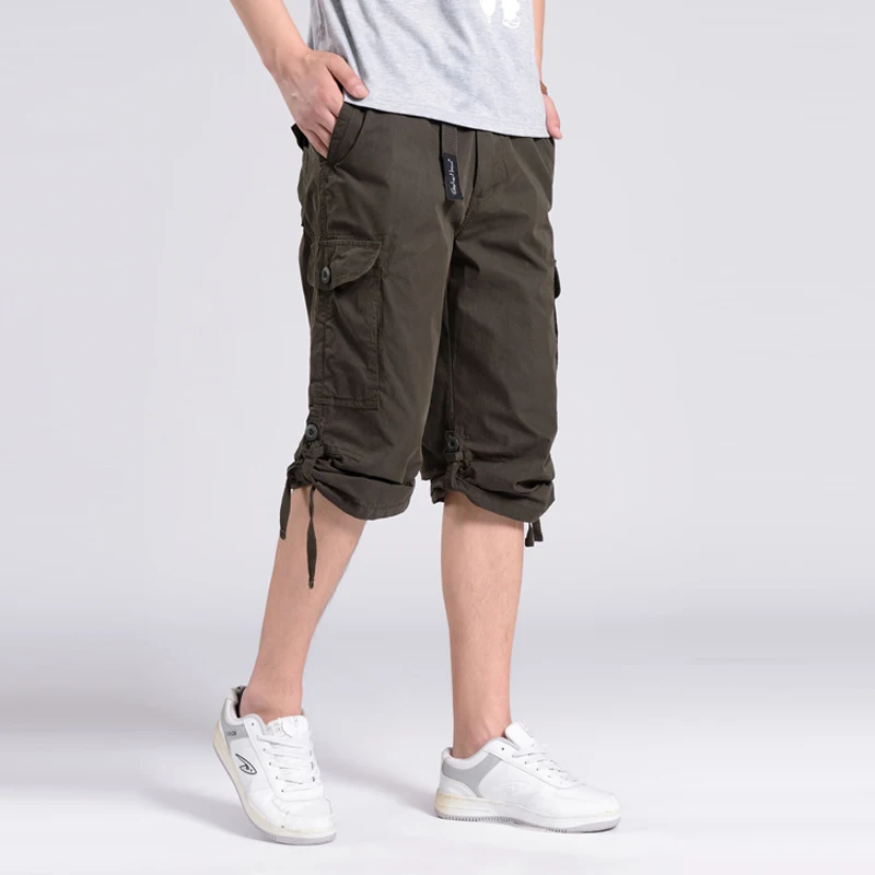 Летние военные мужские карго шорты размера Плюс XXXL 4XL 5XL 7XL 6XL повседневные мужские армейские зеленые мешковатые шорты с карманами Длинные мужские шорты