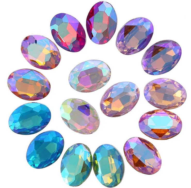 

Whole Sales 240pcs Mixed Colors AB Pointed OVAL Fancy Glass Stones