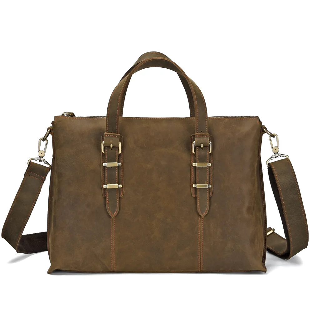 Деловой мужской портфель из натуральной кожи ретро мужская сумка для ноутбука с