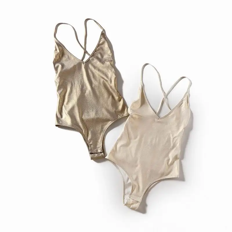 Женский эластичный Облегающий комбинезон с v-образным вырезом без рукавов на