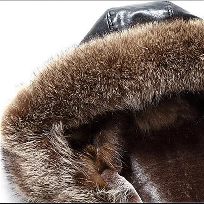 Высококачественная Мужская кожаная куртка с капюшоном 2020 Зимняя Толстая меховым