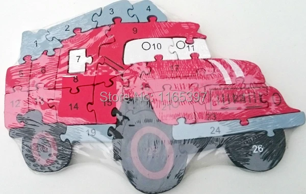 Бесплатная доставка 1 шт. детская деревянная головоломка трафик поезд грузовик с