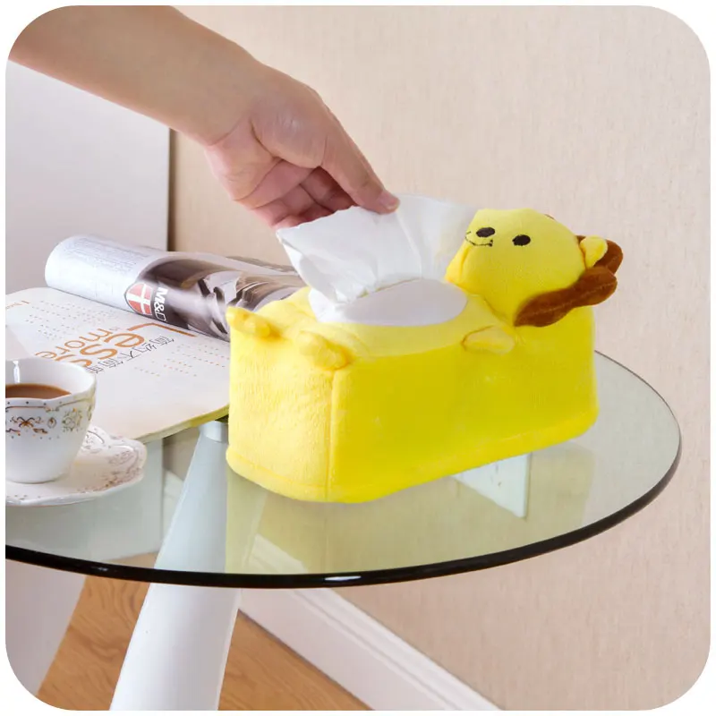 Мультяшный животный дизайн плюшевый прямоугольник для салфеток держатель чехол