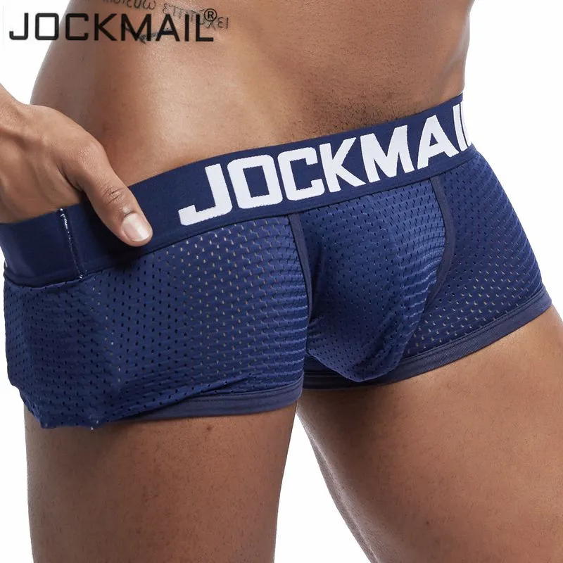 Фото Трусы-боксеры JOCKMAIL мужские, дышащее Сетчатое пикантное нижнее белье, шорты-боксеры, 2019 №2