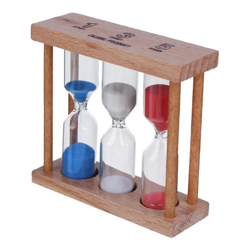 

1/3/5 Minutes Wood Frame Hourglass Sandglass Sand Clock Timer for Children Brush Teeth Table Decor Birthday Gift Random Color