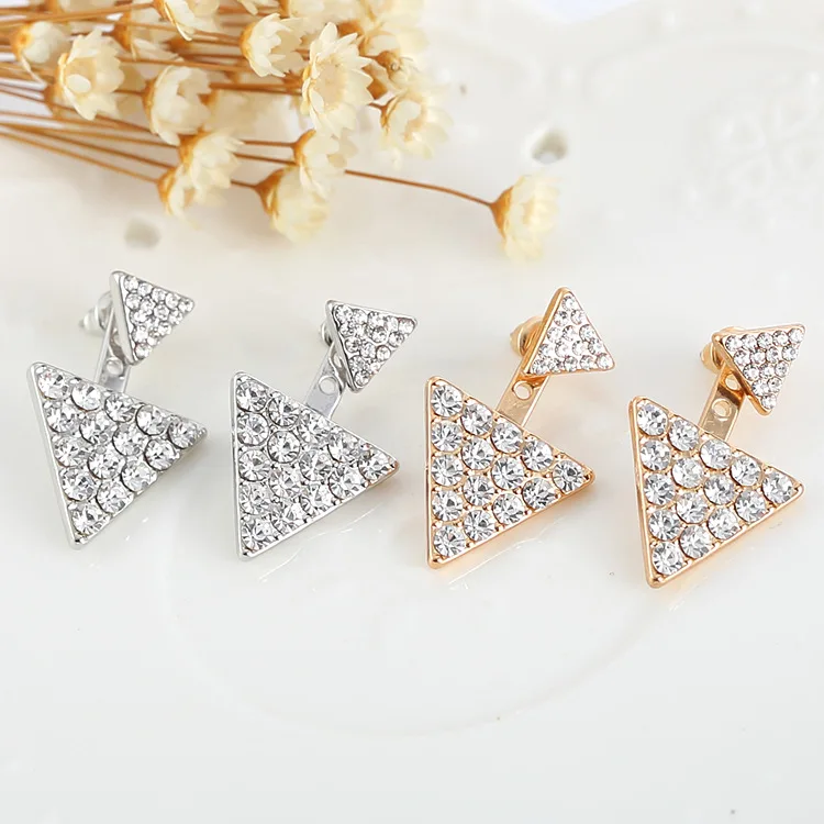 Женские серьги-гвоздики в стиле панк массивные двусторонние треугольные