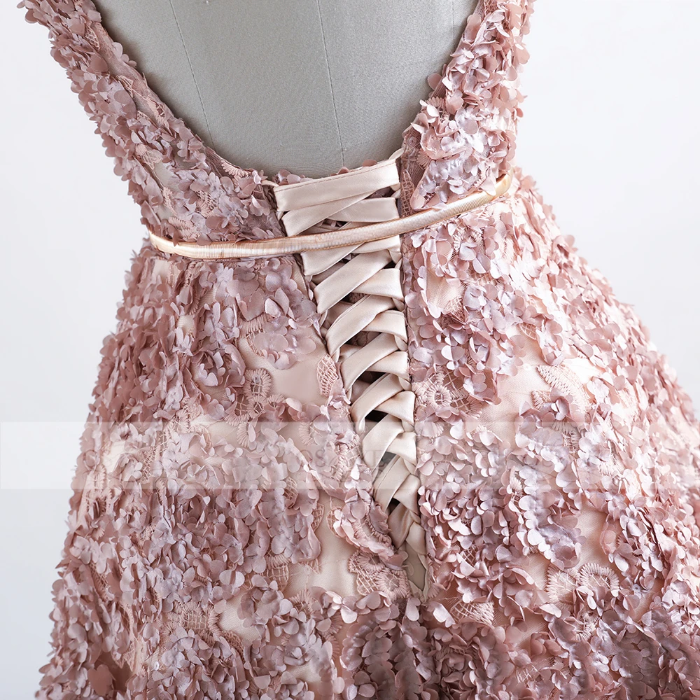 2017 новые модные короткие выпускные платья Robe de Soiree 3D цветочное кружевное Золотое