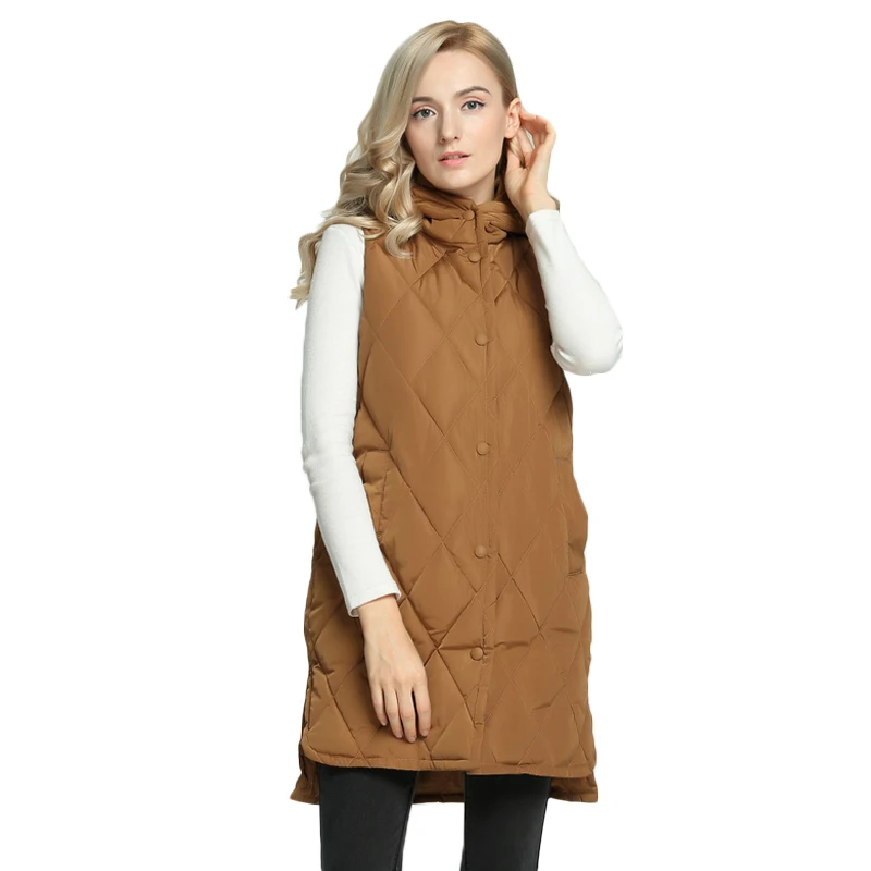 Зимний жилет женские Куртки рукавов однобортный куртка с капюшоном хлопковой